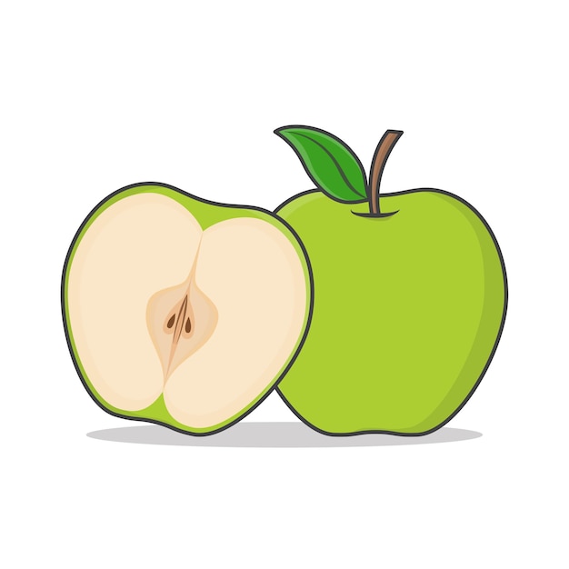 Green Apple Icon Illustration