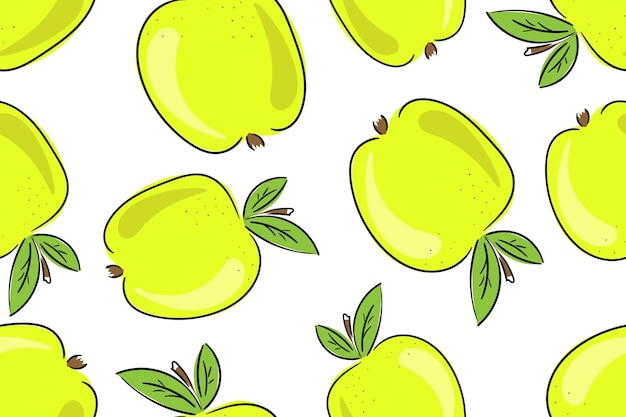 Green Apple seamless pattern Cartoon Vector illustration