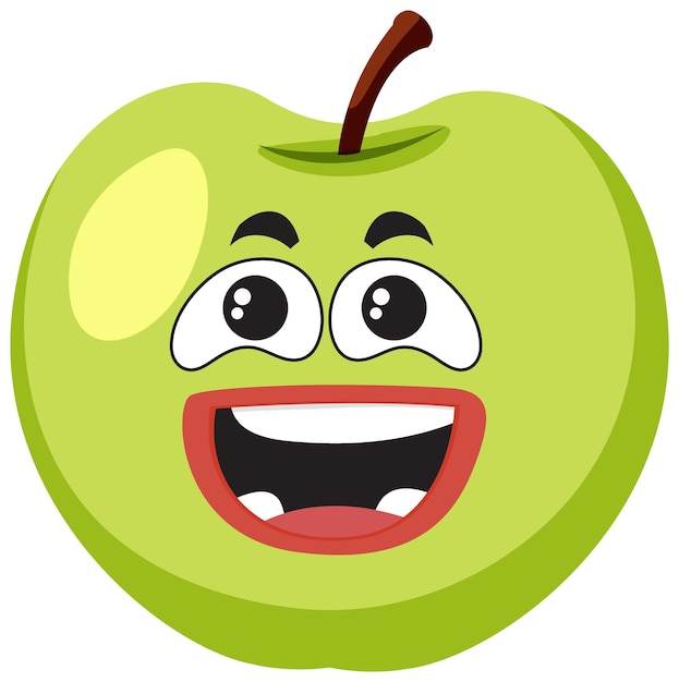 Green apple with facial expression