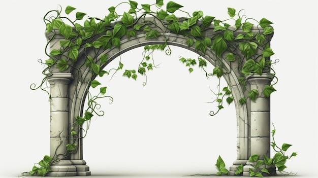 Vector a green archway with vines and vines on it