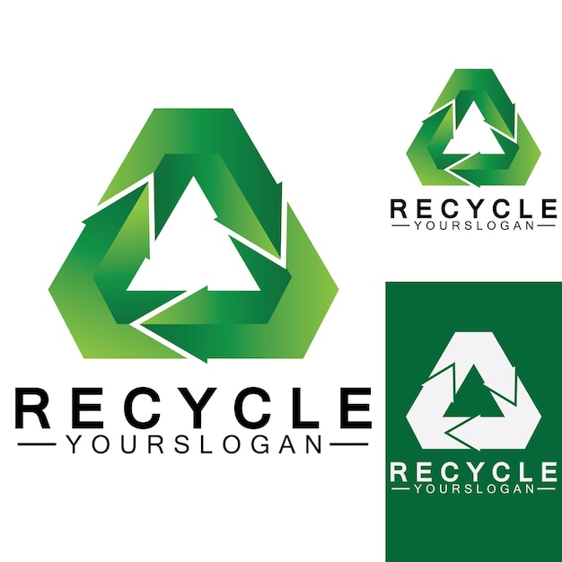 Green arrow recycle logo vector icon template