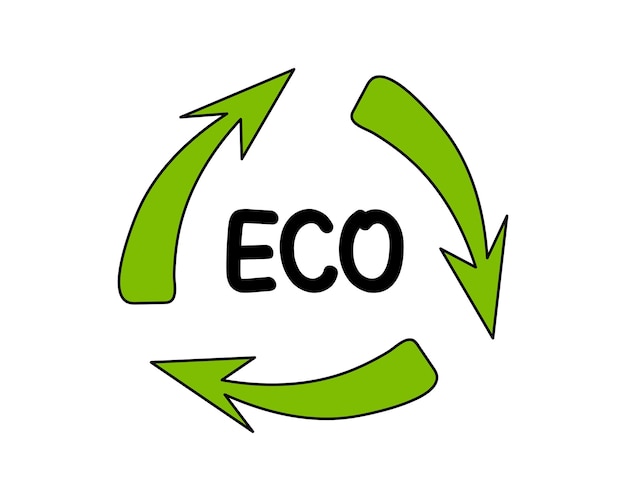 Green arrows recycle icon Eco symbol Concept of ecology zero waste and sustainability