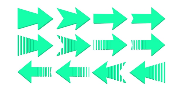 Vector green arrows with arrows pointing to the right