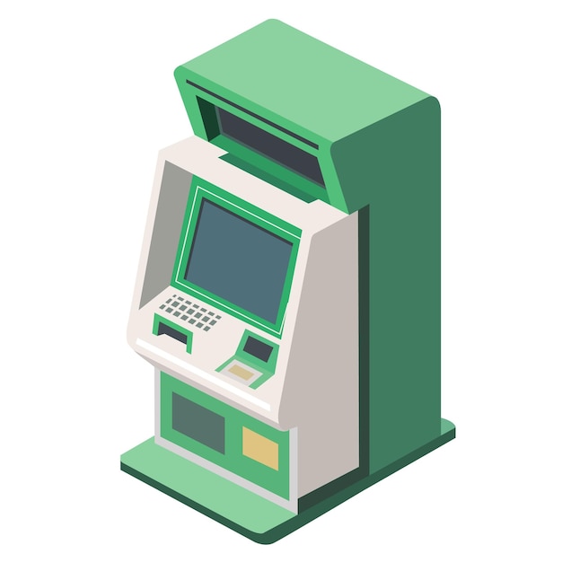 Green ATM with cash withdrawal screen