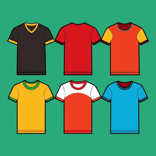 Vector a green background with a drawing of a shirt with a red and yellow shirt