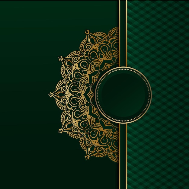 Green background with gold mandala decoration