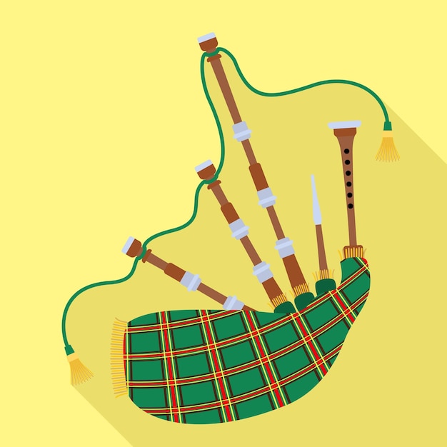 Green bagpipes icon Flat illustration of green bagpipes vector icon for web design