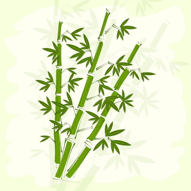 Green bamboo on handmade rice paper background.