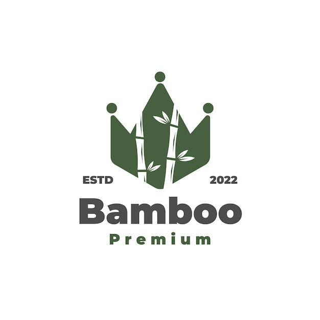 Green Bamboo King Crown Vector Illustration Logo