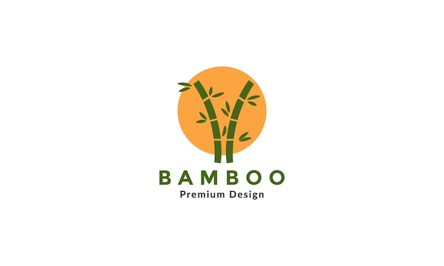 Green bamboo tree with sunset logo vector symbol icon illustration design