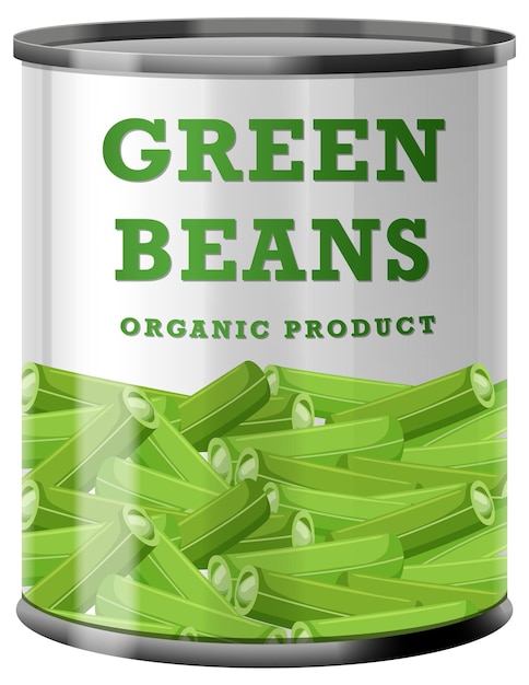 Green Beans Food Can Vector