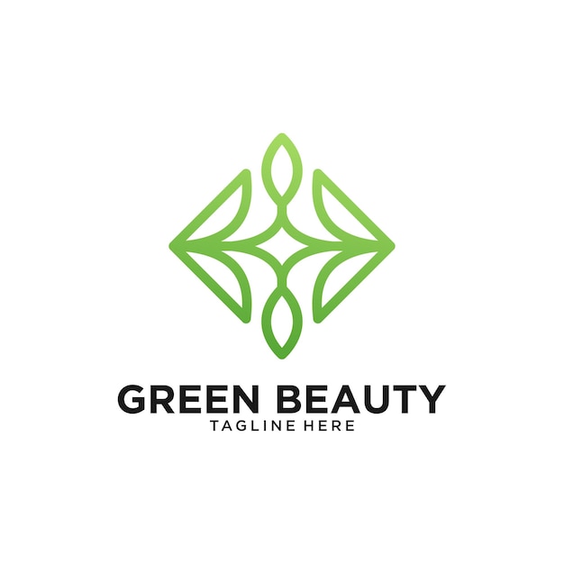 Green beauty leaf logo design