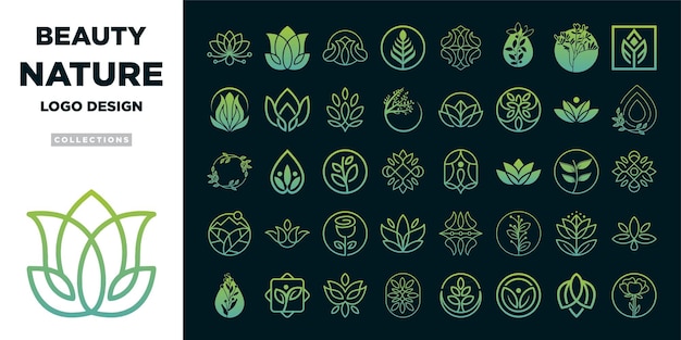 Green beauty nature logo design collection