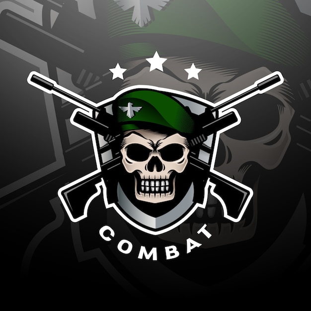 Green beret skull logo esport