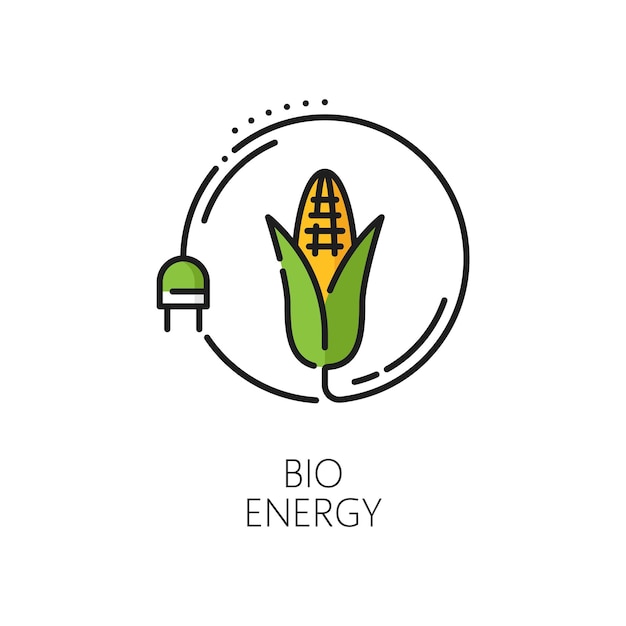 Green bio energy clean eco power thin line icon