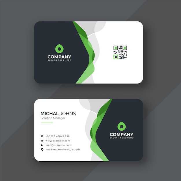 Green and black business card template