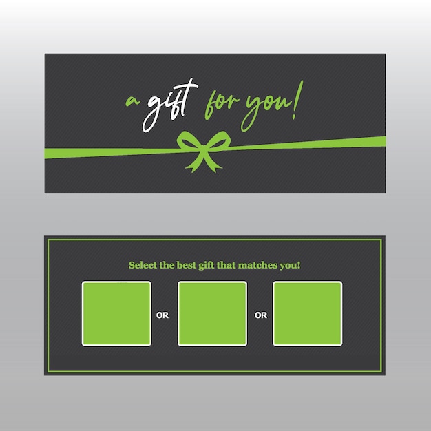 Vector a green and black card that says " a gift for you ".