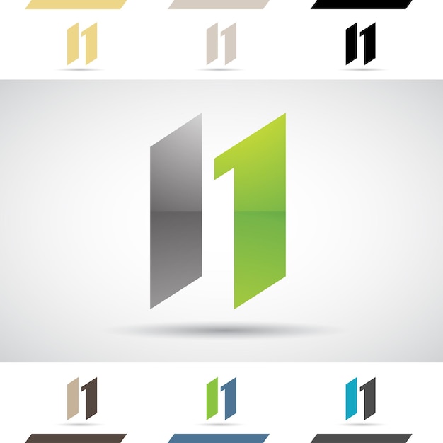 Green and Black Glossy Abstract Logo Icon of Letter N with Skewed Rectangular Shapes