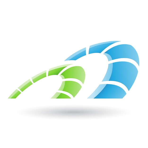 Green and Blue Abstract Arch Shaped Striped Icon