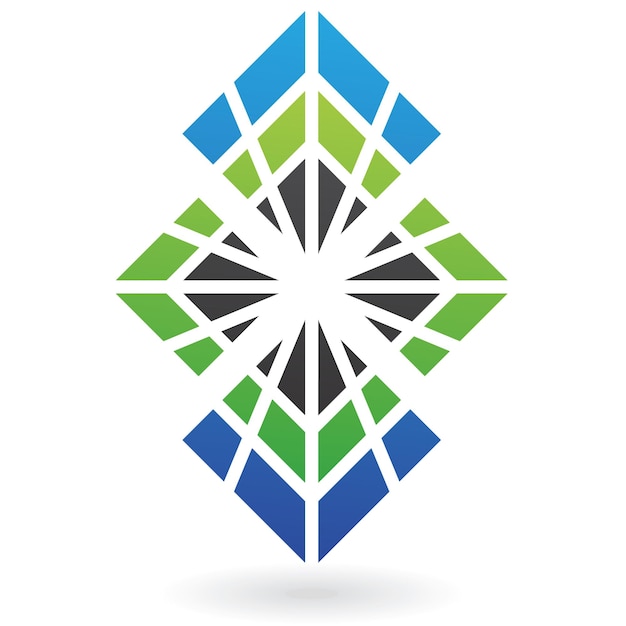 Green Blue and Black Square Abstract Spider Web Logo Icon