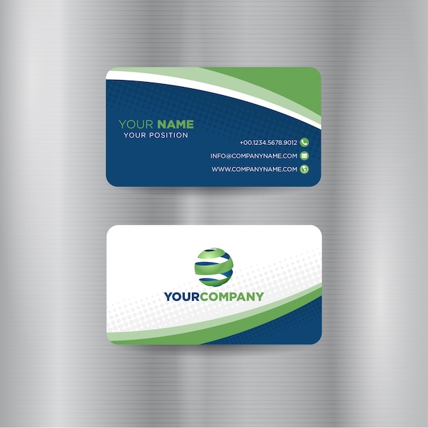 green and blue business card