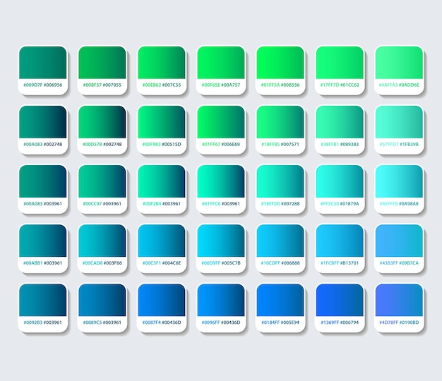 Green and blue color palette with hex