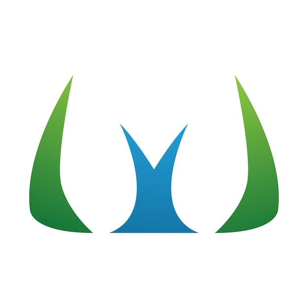 Green and Blue Horn Shaped Letter W Icon