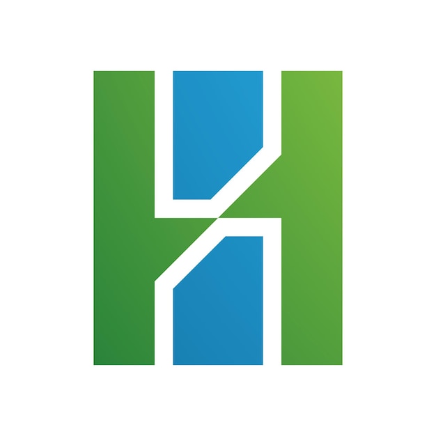 Green and Blue Letter H Icon with Vertical Rectangles