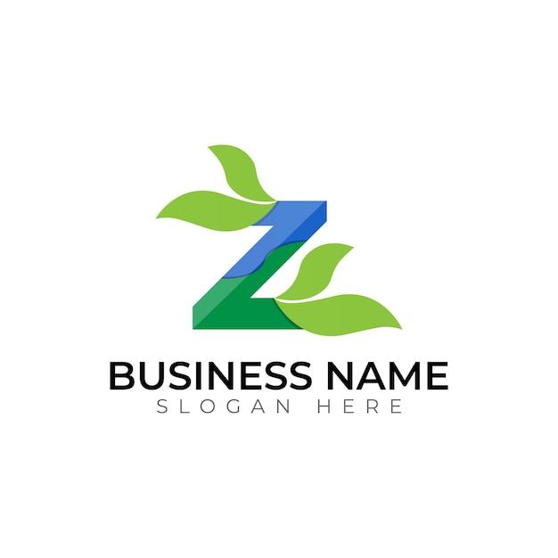 a green and blue logo that says business name on it