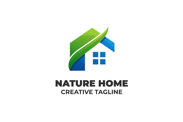 Green Blue Nature House Business Logo