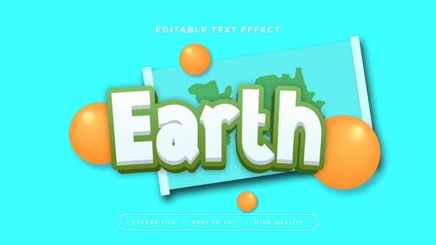 Vector green blue and orange earth 3d editable text effect font style