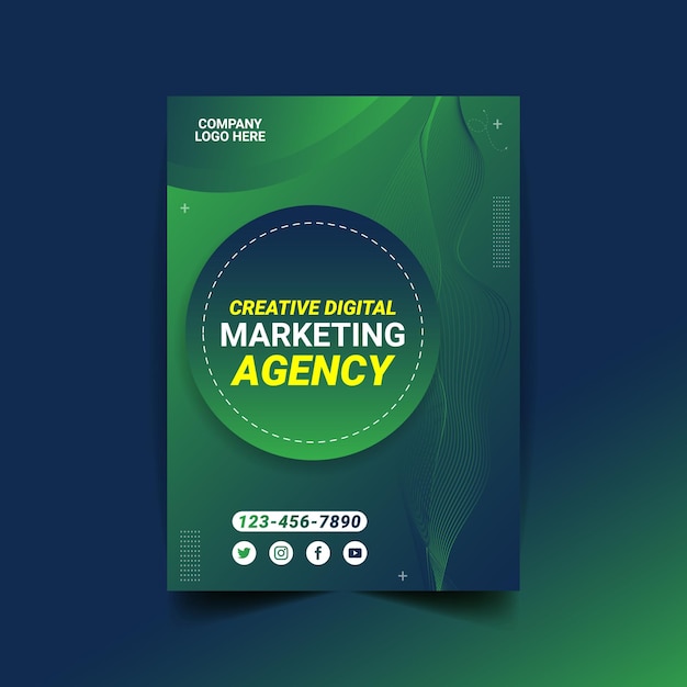 A green and blue poster for creative digital marketing agency