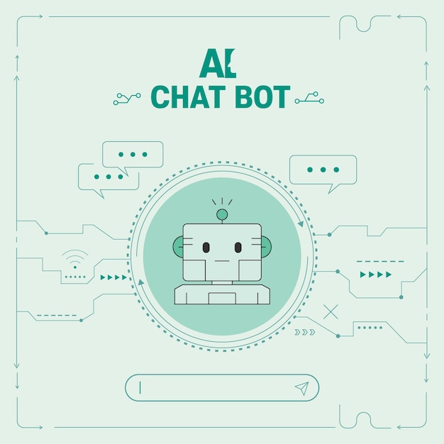 A green and blue poster that says ai chat bot.