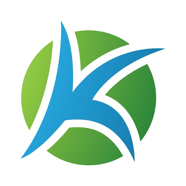 Green and Blue Round Pointy Letter K Icon