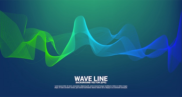 Green and blue Sound wave line curve on dark background. Element for theme technology futuristic vector