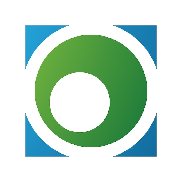 Green and Blue Square Letter O Icon