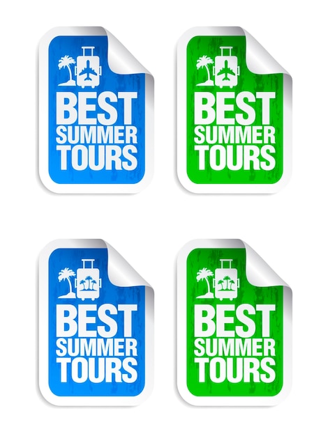 Green blue sticker set best summer tours Time to travel