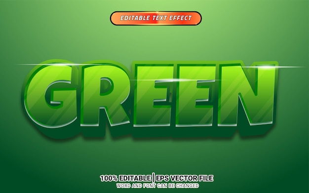 Green bold 3d text effect editable template design funny font