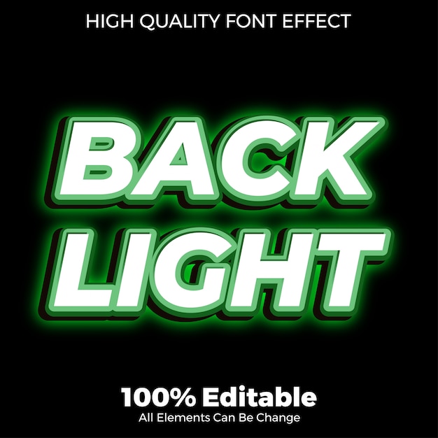 green bold back light text style editable font effect