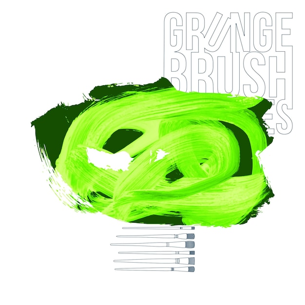 Green brush stroke and texture. Grunge vector abstract hand - painted element.