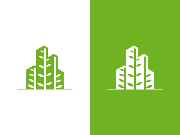 Green building logo design icon template