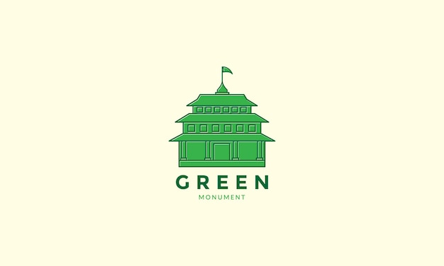 Green building monument line logo vector icon design illustration