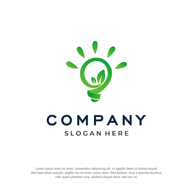 green bulb logo leave concept premium vector