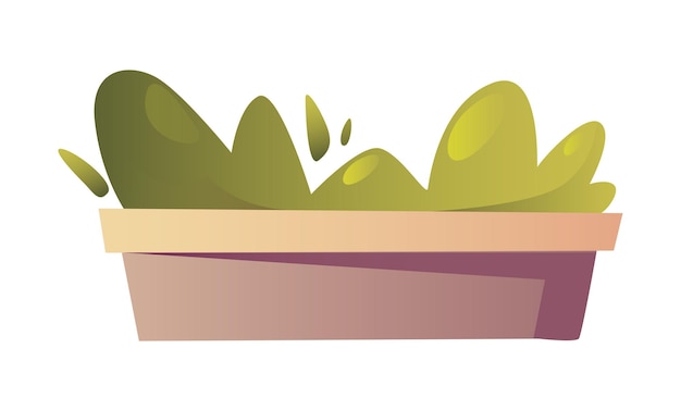 Vector green bush in brown rectangular planter flat vector illustration it is a simple vector illustration that uses clean shapes and modern flat design style