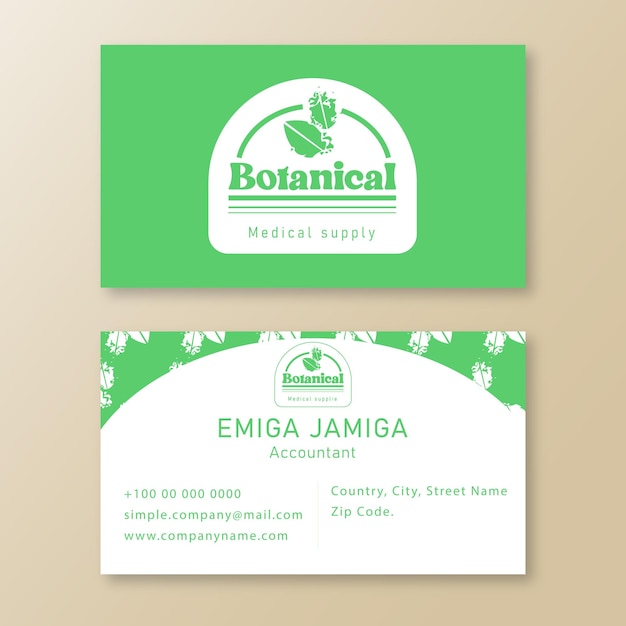 Green business card template