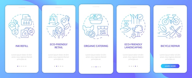 Green business ideas blue gradient onboarding mobile app screen