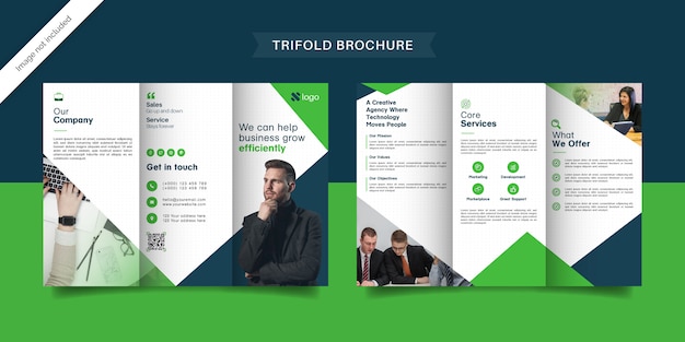 Green business trifold brochure template