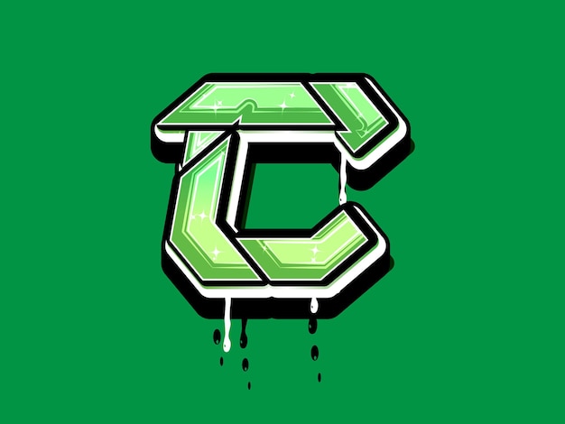 Green C Letter Alphabet vector logo