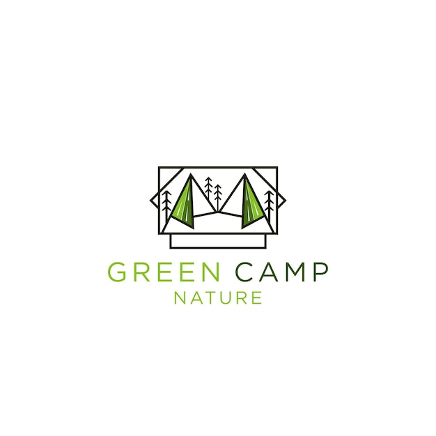 Green camp logo icon design template flat vector