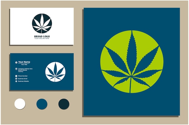 green cannabis leaf logo vector